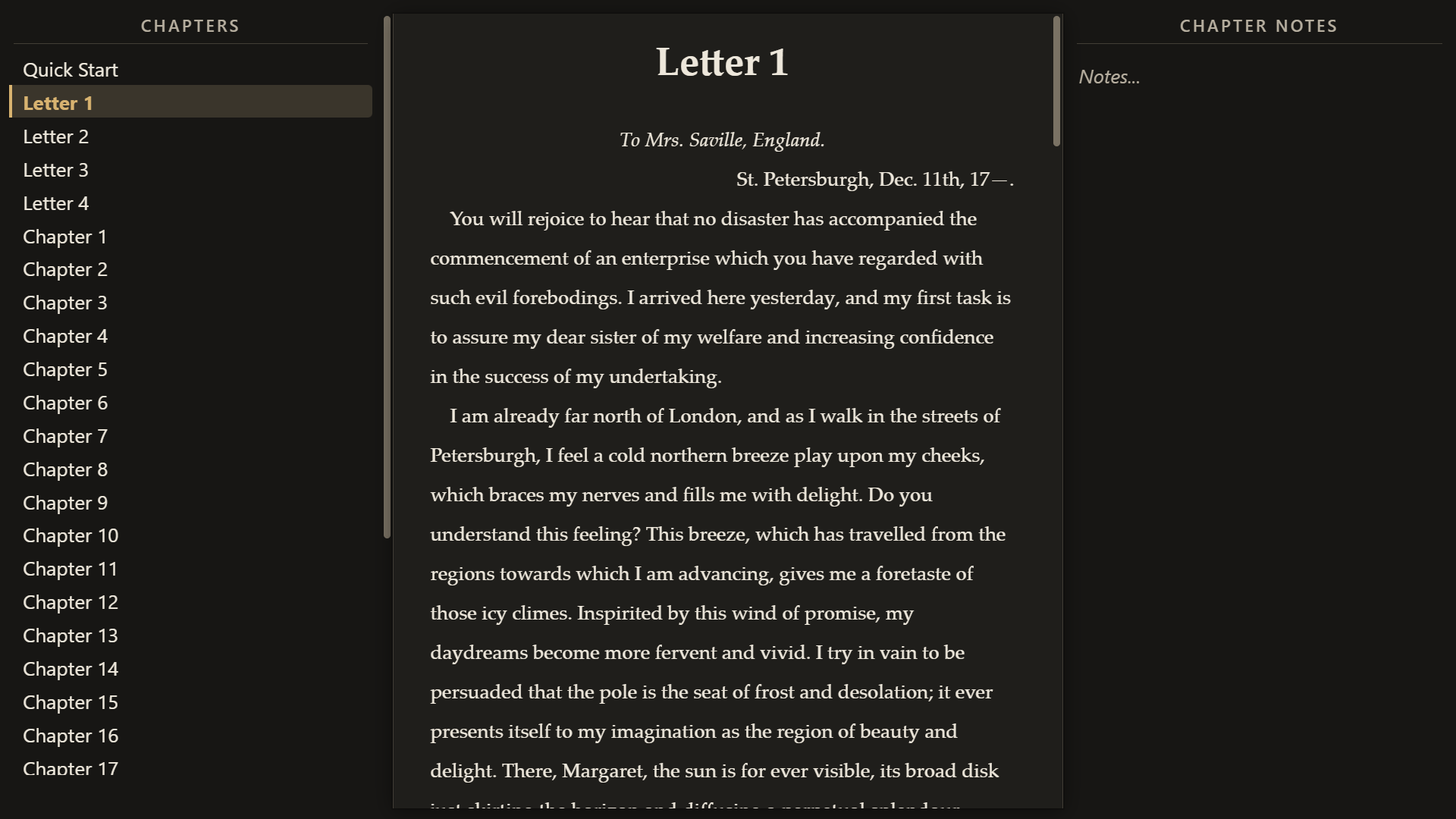 WareWoolf in dark mode: the same three panels on warm charcoal with cream text