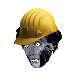 The WareWoolf wolf wearing a yellow hard hat
